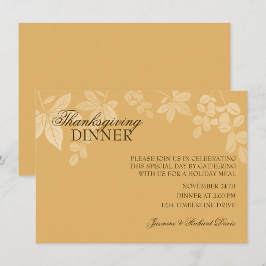 Invitation classique à un dîner de Thanksgiving (Devant / Derrière)