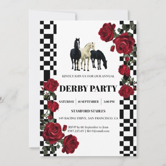 Invitation classique à une soirée Kentucky Derby | (Devant)