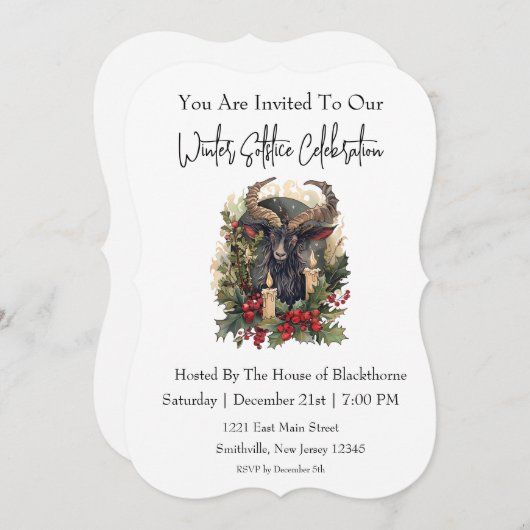 Invitation classique à Yule de chèvre (Devant / Derrière)