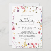 Invitation Classique Anniversaire de Mariage 50 ans Fleurs Sa (Devant)