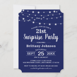 Invitation Classique Anniversaire Surprise Navy