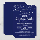 Invitation Classique Anniversaire Surprise Navy (Devant / Derrière)