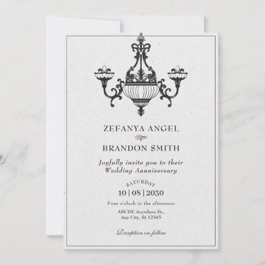 Invitation classique antique lustres mariage anniversaire (Devant)