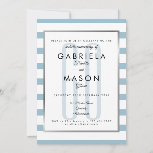 Invitation Classique Art Déco pour les 60 ans de mariage (Devant)