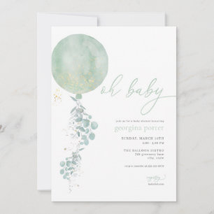 Invitation classique au Baby shower de ballons ver