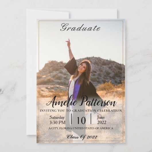 Invitation Classique avec la photo Graduation Celebration (Devant)
