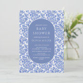 Invitation classique Baby shower floral Damask (Debout devant)