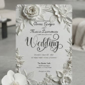 Invitation Classique Baroque Rose Blanche Orné Formel