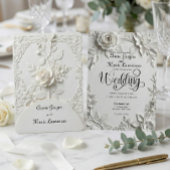 Invitation Classique Baroque Rose Blanche Orné Formel