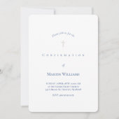 Invitation classique blanc et bleu Confirmation (Devant)