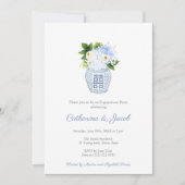Invitation Classique bleu blanc pot de gingembre pour mariage (Devant)