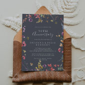 Invitation Classique Bleu Sauvage 50ème Anniversaire de Maria