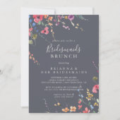 Invitation Classique Blue Wild Bridesmaids Brunch Douche (Devant)