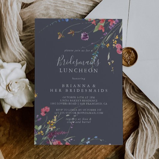 Invitation Classique Blue Wild Bridesmaids Luncheon Douche
