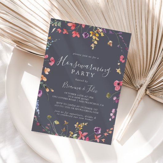 Invitation Classique Blue Wild Floral House Party
