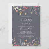 Invitation Classique Blue Wild Floral Surprise Party (Devant)