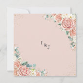 Invitation Classique Blush Peach Ivory Floral Mariage Carré  (Dos)