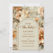 Invitation Classique Bohème Terre Cuite Olive Floral Enregist (Devant)