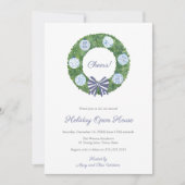 Invitation Classique Boxwood Bleu Blanc Noël Fête de Noël (Devant)