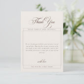 Invitation Classique Calligraphie Marron Simple Merci Photo (Debout devant)