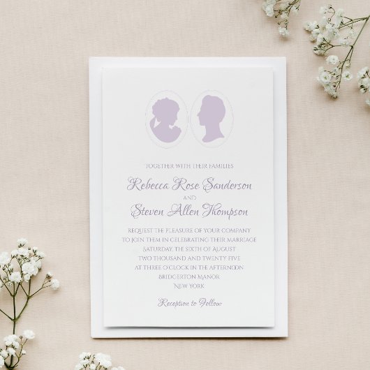 Invitation Classique Cameo Regency Purple Mariage