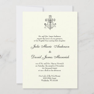 Invitation Classique catholique Élégant Mariage religieux