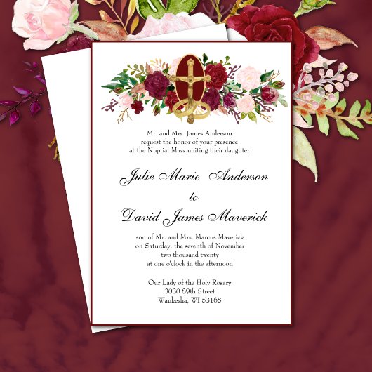 Invitation Classique catholique Élégant Mariage religieux