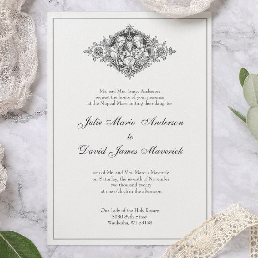 Invitation Classique catholique Élégant Mariage religieux