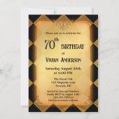 Invitation Classique Chic Gold Noir Élégant Anniversaire (Devant)