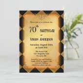 Invitation Classique Chic Gold Noir Élégant Anniversaire (Debout devant)