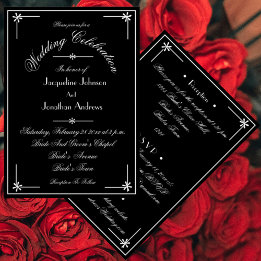 Invitation Classique Chic noir et blanc tout en un Mariage