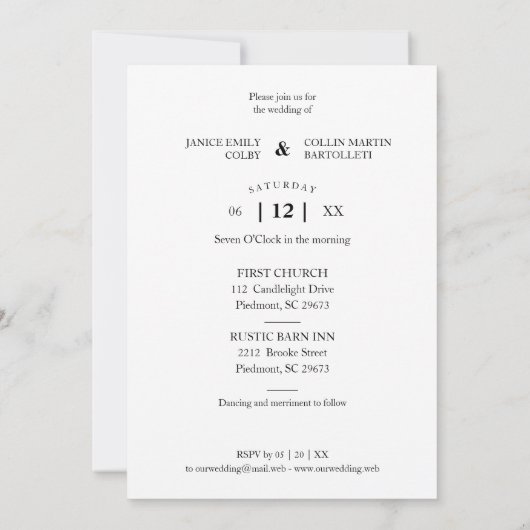 Invitation Classique Chic Typographie Script Mariage photo (Dos)