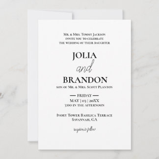 Invitation Classique classique classique minimaliste Mariage
