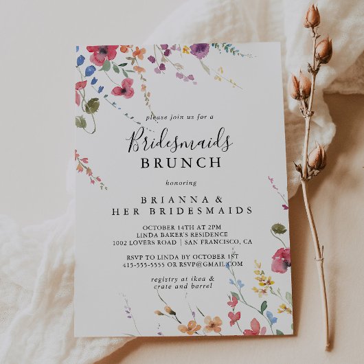 Invitation Classique Colorful Wild Bridesmaids Brunch Douche