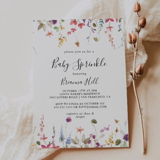 Invitation Classique Colorful Wild Floral Baby Sprinky