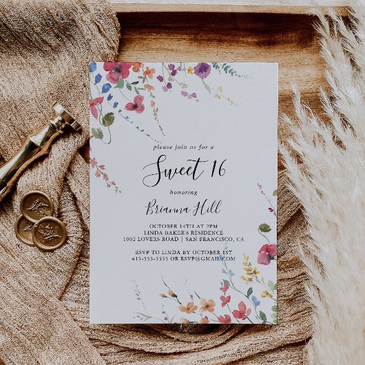Invitation Classique Colorful Wild Sweet 16 Anniversaire Fête
