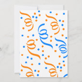 Invitation Classique Confetti Blue Orange 74e anniversaire (Dos)