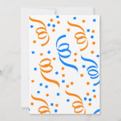 Invitation Classique Confettis Bleu Orange 98e anniversaire (Dos)