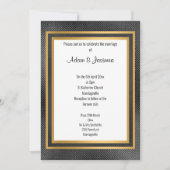 INVITATION CLASSIQUE COUCHE D'OR NOIR EMBOSSÉ MARIAGE (Devant)