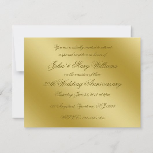 Invitation Classique d'Anniversaire de Mariage de  (Dos)