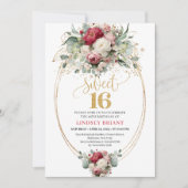 Invitation Classique de 16 ans Fleurie Or Blanc Bo (Devant)