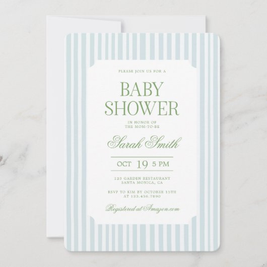 Invitation classique de Baby shower Preppy (Devant)