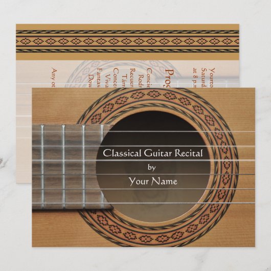 Invitation classique de considérant de guitare (Devant / Derrière)