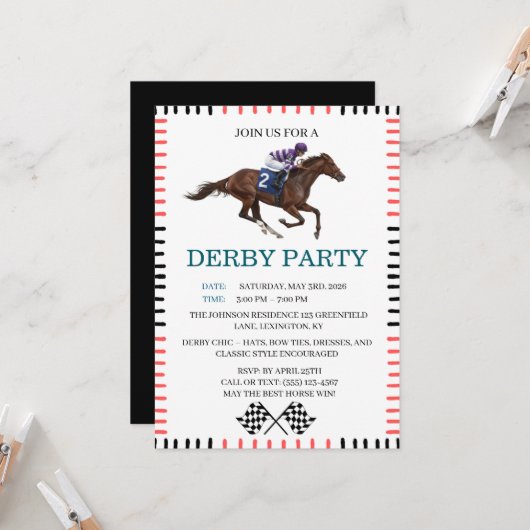 Invitation classique de course de chevaux pour la  (Devant/Arrière en situation)