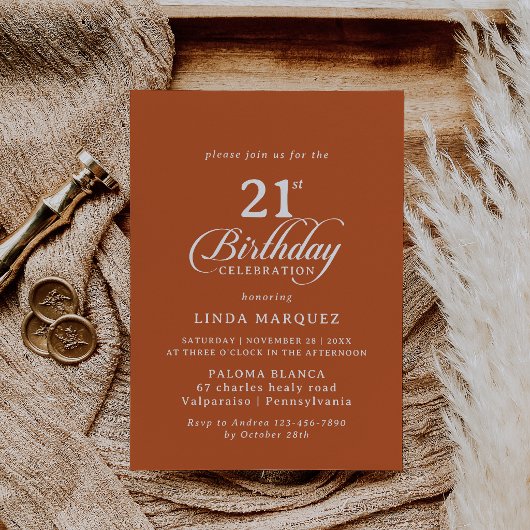 Invitation classique de fête d'anniversaire 21 ans