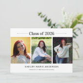 Invitation classique de fête de fin d'études en 3  (Debout devant)