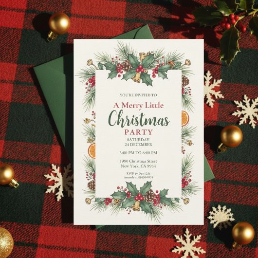 Invitation classique de fête de Noël avec cadre de