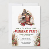 Invitation classique de fête de Noël de ranch roug (Devant)