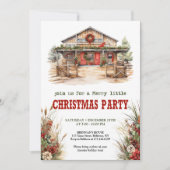 Invitation classique de fête de Noël de ranch roug (Devant)
