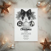 Invitation classique de fête de Noël en noir et bl